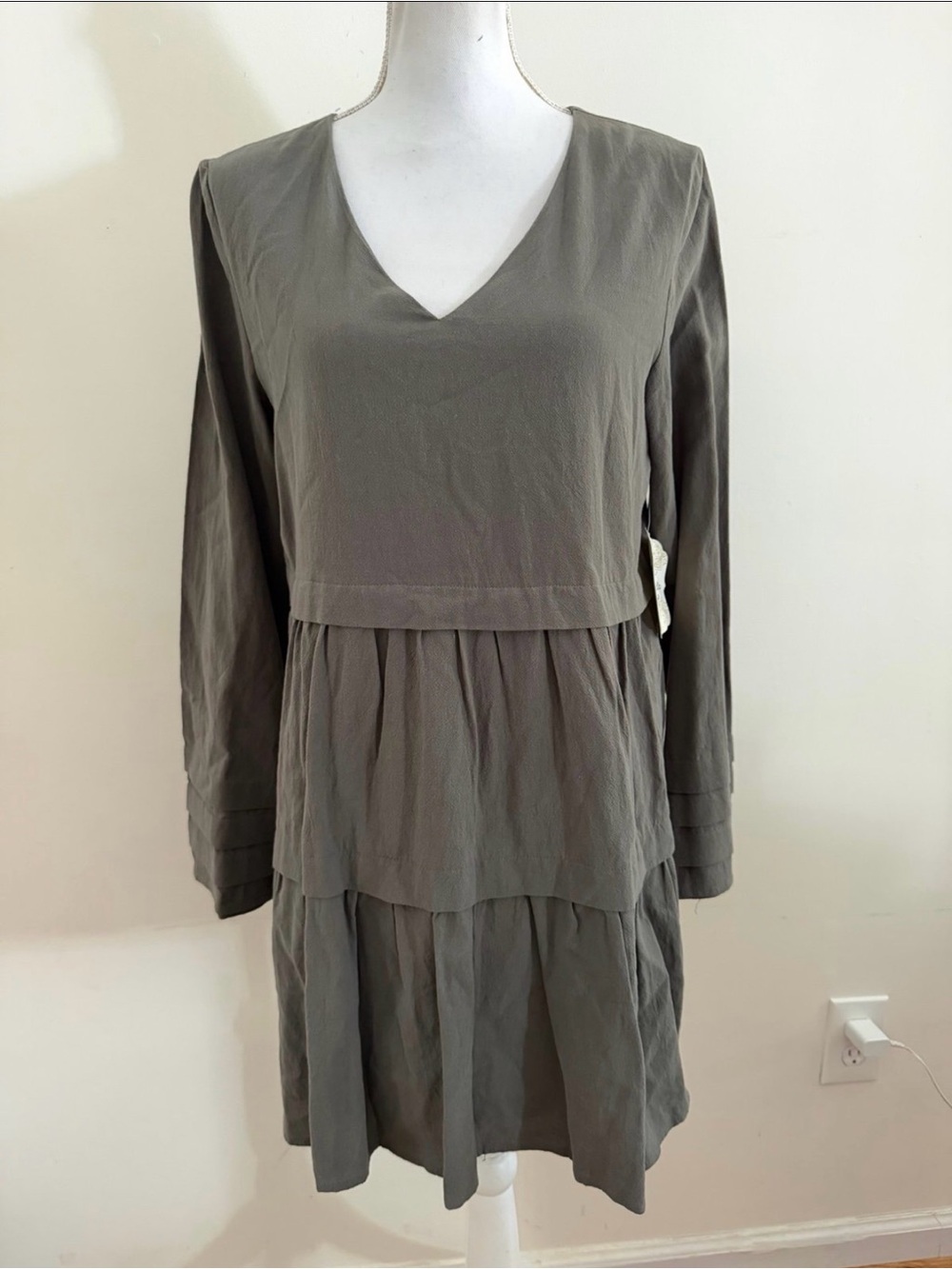Altar'd State Babydoll Mini Dress M Olive Green Coquette Fairy $69.95 NWT